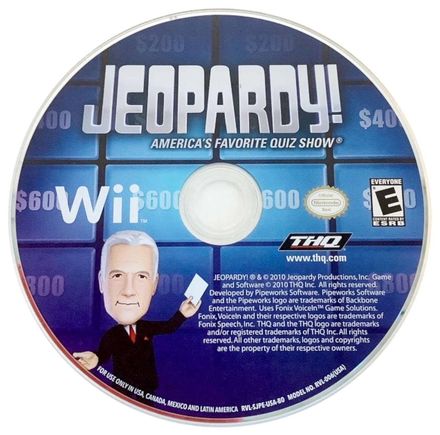 Jeopardy! Nintendo Wii 2010 Video Game DISC ONLY trivia gameshow Alex Trebek