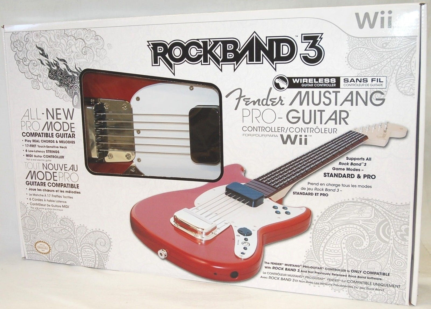 NEW Mad Catz Rock Band 3 Wii U Wireless Fender Mustang Pro Guitar SU0-RB3 96563