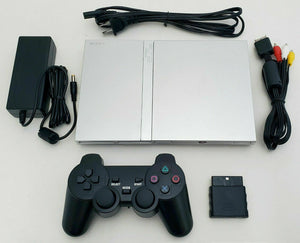 OEM Sony PS2 PlayStation 2 Slim SILVER Console Bundle SCPH-79001 Slimline System