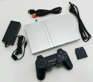 OEM Sony PS2 PlayStation 2 Slim SILVER Console Bundle SCPH-79001 Slimline System