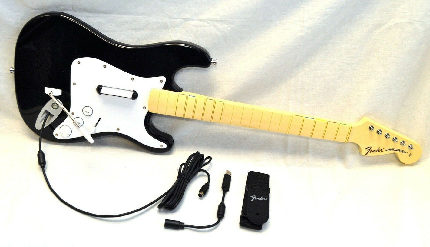 [Pre-Owned/Refurbished] OFFICIAL Rock Band 1 Xbox 360 Wired Fender Strat Guitar hero 5 2 3 beatles lego