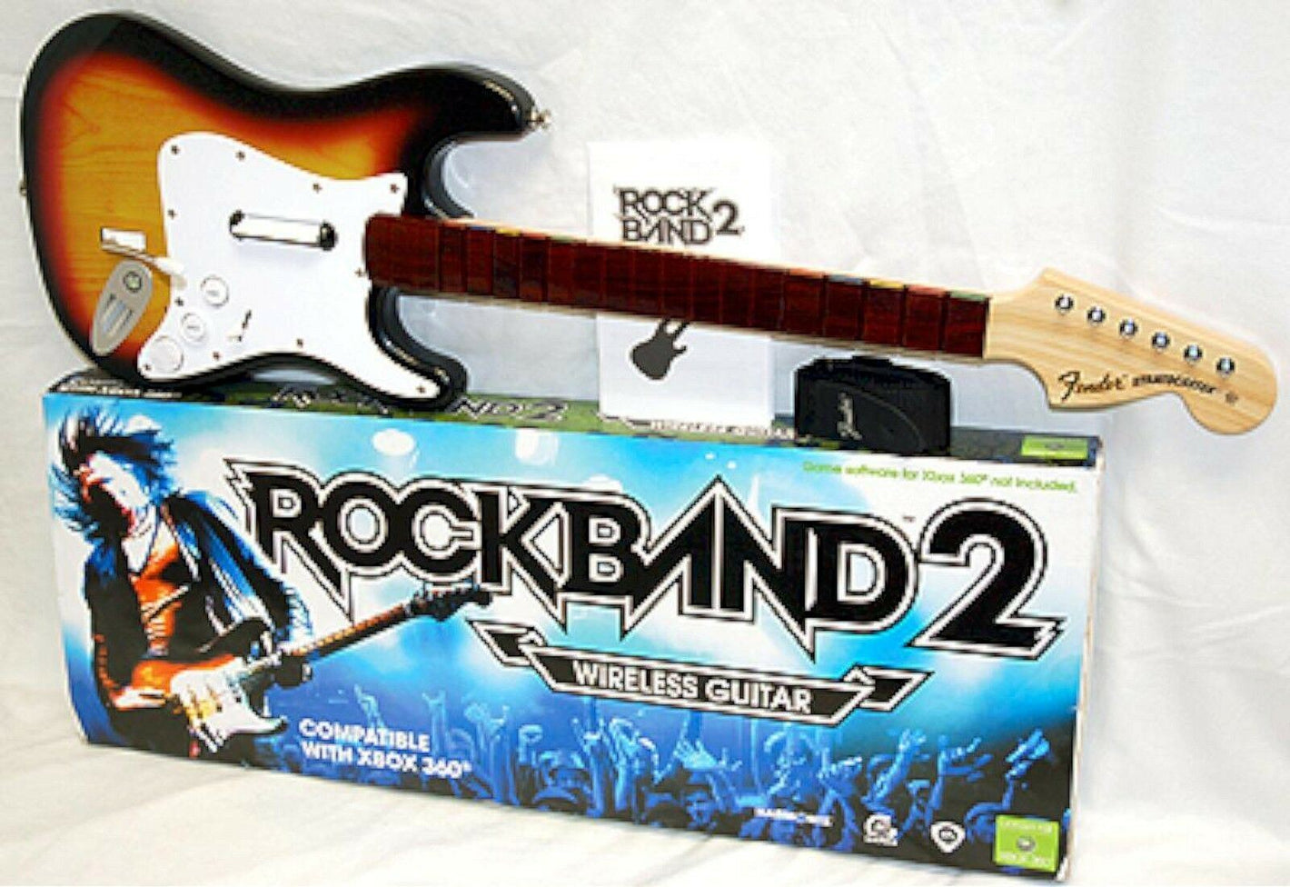 Official ROCK BAND 2 Xbox One 360/One Fender SUNBURST Wireless Guitar in Box 4 3 1