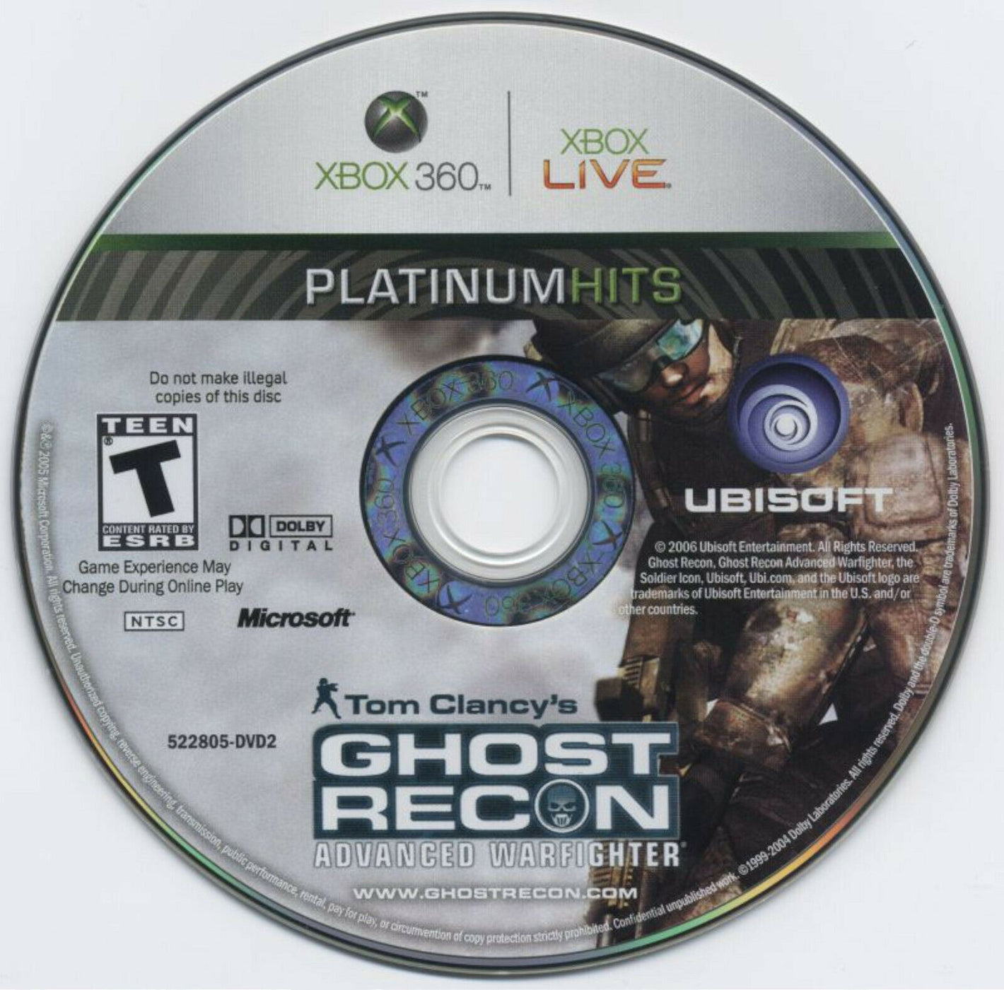 Ghost Recon Advanced Warfighter Platinum Hits Xbox 360 Video Game DISC ONLY [Used/Refurbished]