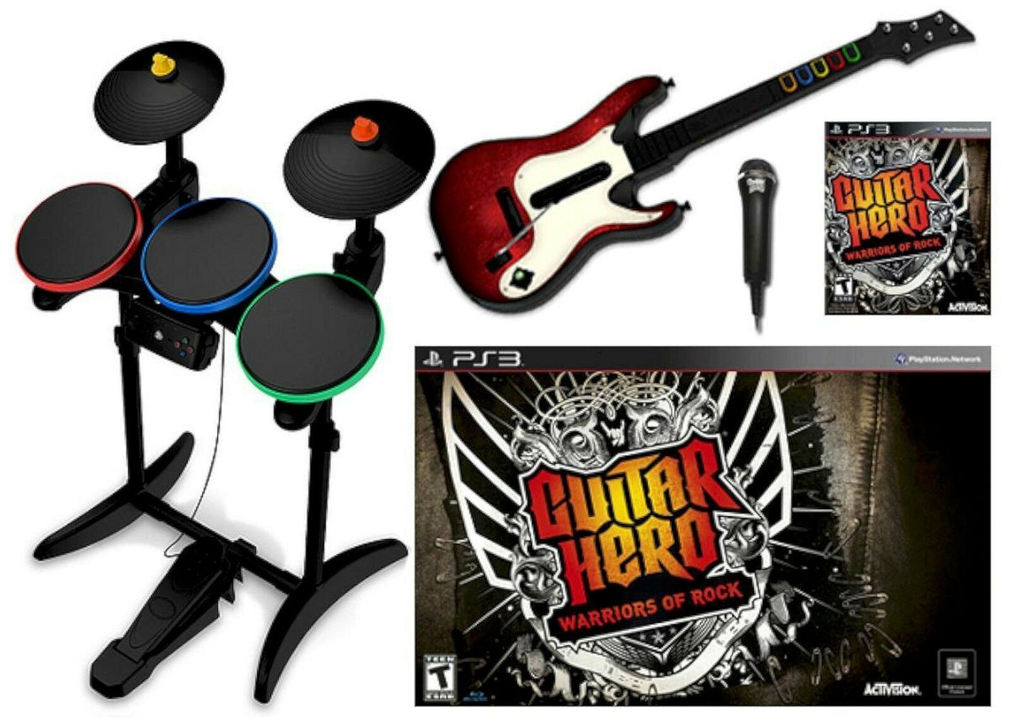 PS3 Guitar Hero WARRIORS OF ROCK Super Bundle Band Set Game kit GH PlayStation-3 [Used/Refurbished]