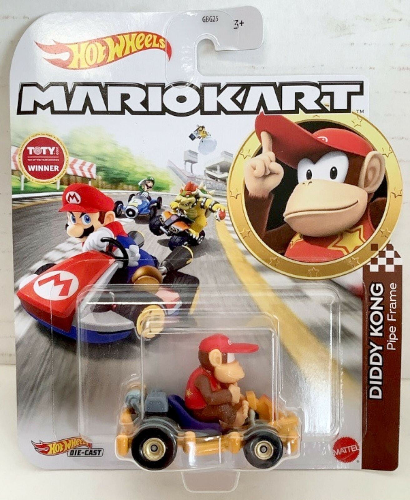 NEW Mattel GRN15 Hot Wheels Mario Kart 1:64 Donkey DIDDY KONG Pipe Frame Diecast