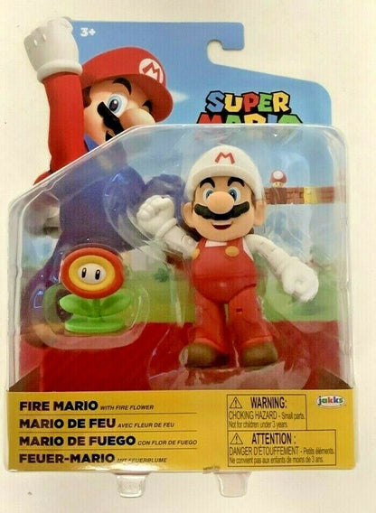 NEW Jakks 86739 World of Nintendo 4-Inch MARIO WITH FIRE FLOWER Mini-Figure