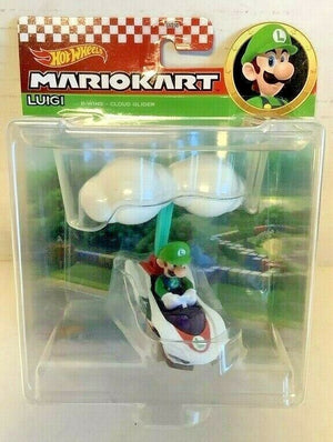 NEW Mattel GVD35 Hot Wheels Mario Kart LUIGI P-Wing + Cloud Glider 1:64 DieCast