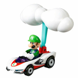 NEW Mattel GVD35 Hot Wheels Mario Kart LUIGI P-Wing + Cloud Glider 1:64 DieCast