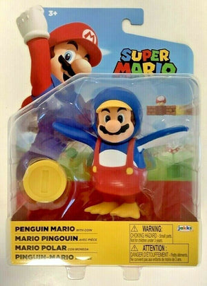 NEW Jakks 40824 World of Nintendo 4-Inch PENGUIN MARIO WITH COIN Mini-Figure