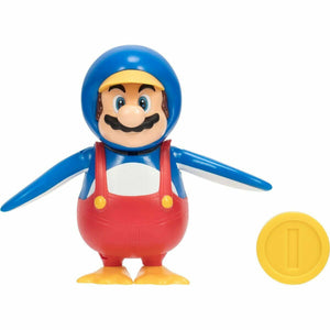 NEW Jakks 40824 World of Nintendo 4-Inch PENGUIN MARIO WITH COIN Mini-Figure