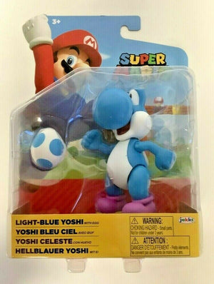 NEW Jakks Pacific 46001 World of Nintendo 4" Mario LIGHT BLUE YOSHI w/EGG Figure