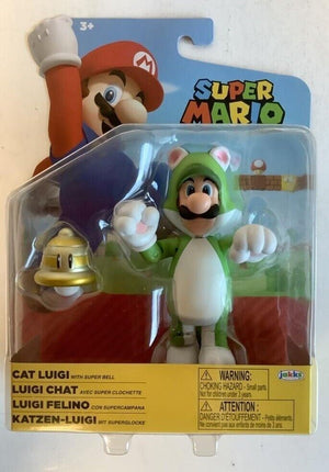 NEW Jakks Pacific World of Nintendo Mario 4-Inch CAT LUIGI W/SUPER BELL Figure