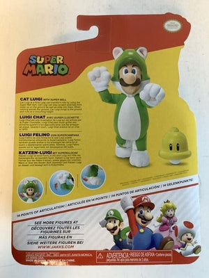 NEW Jakks Pacific World of Nintendo Mario 4-Inch CAT LUIGI W/SUPER BELL Figure