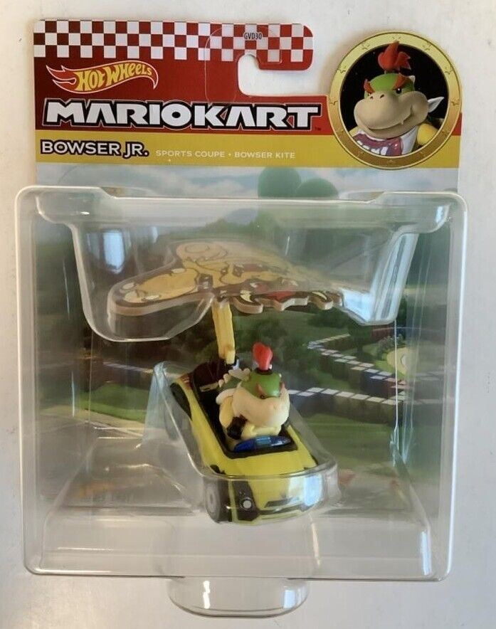 NEW Mattel HDB47 Hot Wheels 1:64 Mario BOWSER JR. Sports Coupe + Bowser Kite