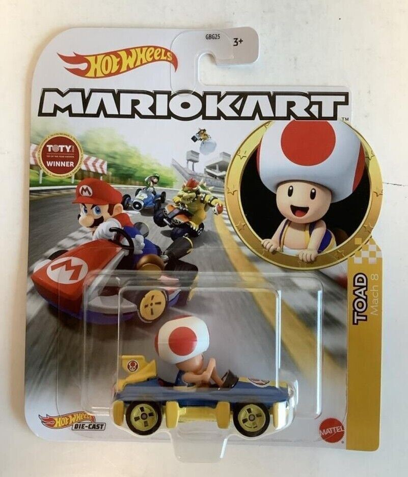 NEW Mattel HDB35 Hot Wheels Mario Kart 1:64 TOAD Mach 8 Diecast Car