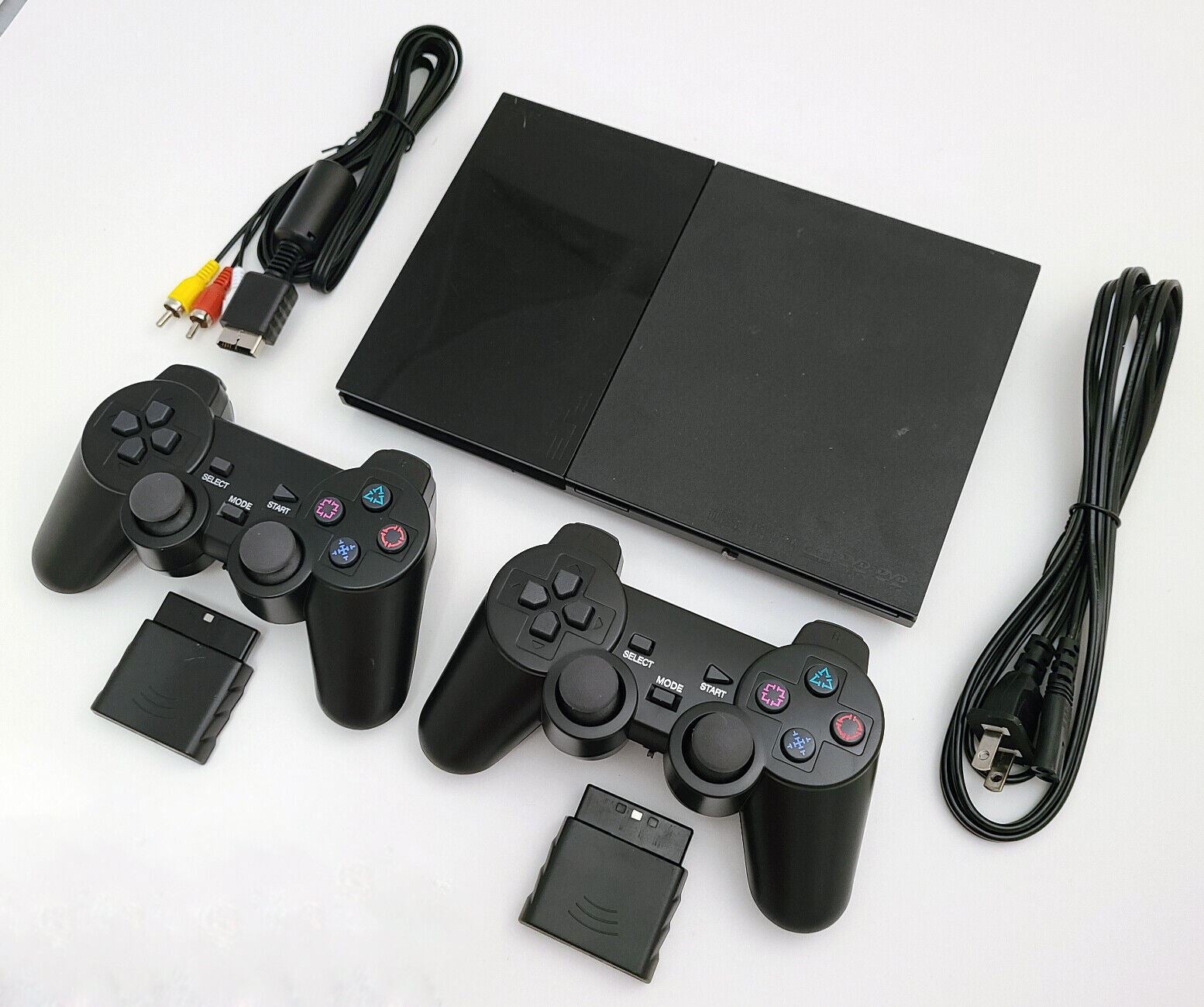 Refurbished Sony PS2 Slim Console Bundle – 2 Wireless Controllers, NTSC, All Cables