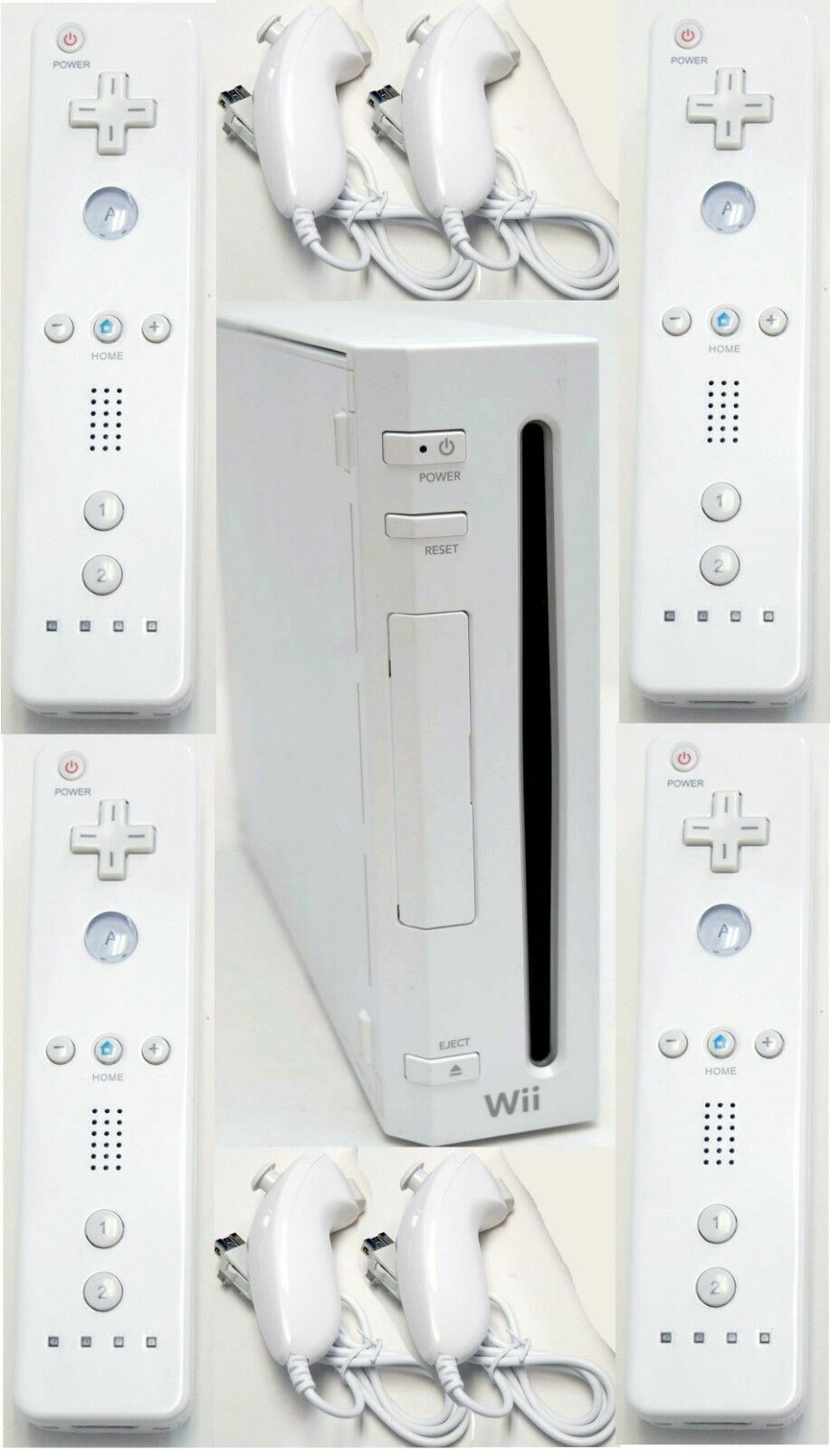 4-REMOTE Nintendo Wii Video Game System ULTIMATE FAMILY BUNDLE Console