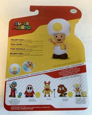 NEW Jakks Pacific World of Nintendo 4" Mario YELLOW TOAD QUESTION W/BLOCK Figure