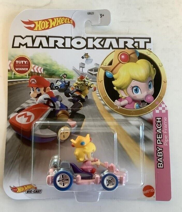 NEW Mattel HDB30 Hot Wheels 1:64 Mario Kart BABY PEACH Pipe Frame DieCast Car