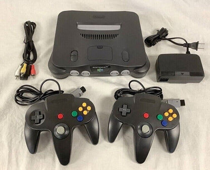 Nintendo 64 Gaming System BLACK Video Game Console 2 x Controller Bundle N64