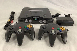 Nintendo 64 Gaming System BLACK Video Game Console 2 x Controller Bundle N64