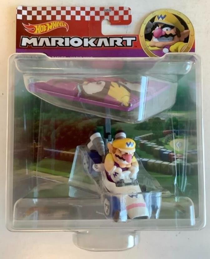 NEW Mattel HDB42 Hot Wheels Mario Kart WARIO B-Dasher + Wario Wing 1:64 Die-Cast