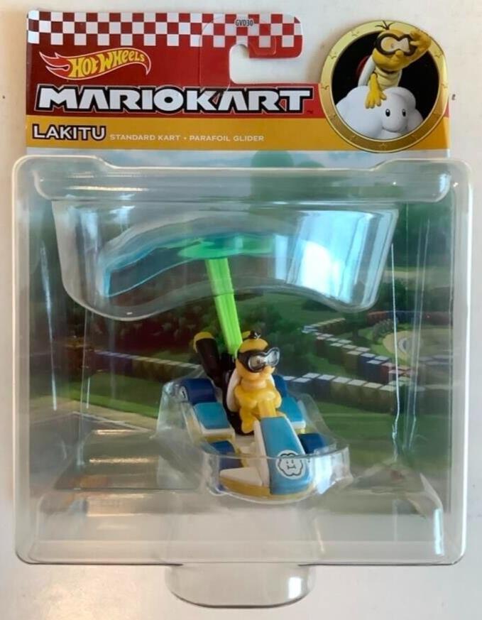 NEW Mattel HDB45 Hot Wheels Mario LAKITU Standard Kart + Parafoil Glider 1:64