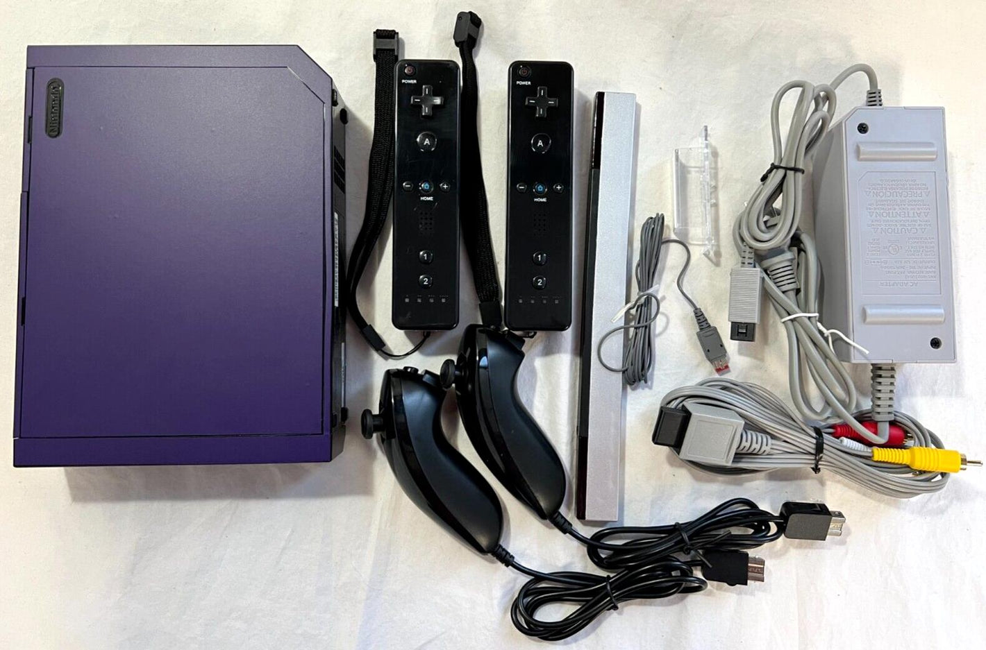 CUSTOM PURPLE Nintendo Wii Video Game System Console 2-REMOTE Accessories Bundle