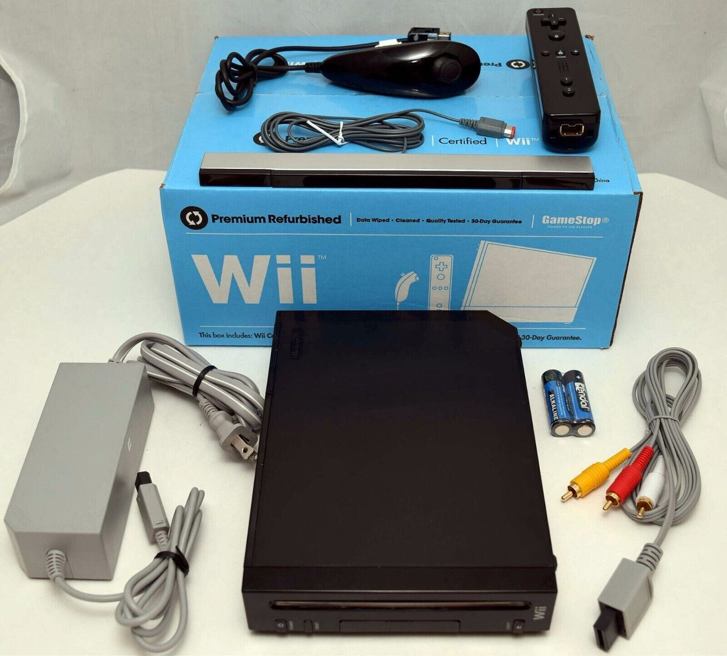 Nintendo Wii BLACK Home Video Game Console System Bundle RVL-101