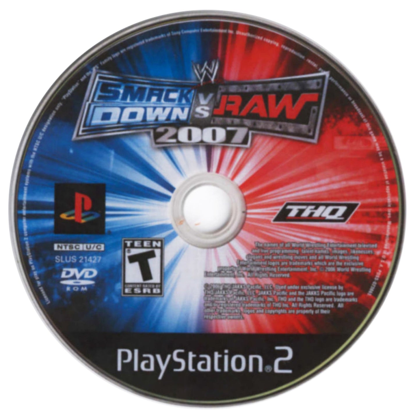 WWE SmackDown vs. Raw 2007 Sony PlayStation 2 PS2 Video Game DISC ONLY wrestling [Used/Refurbished]