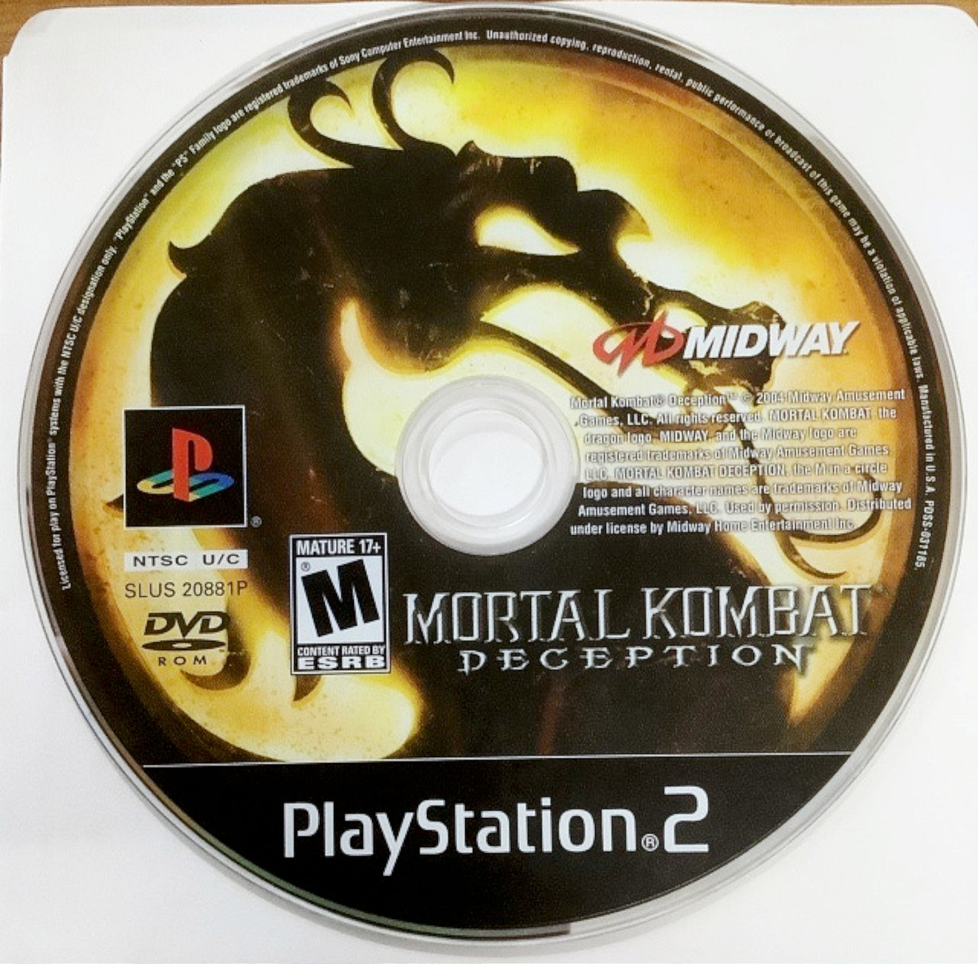 Mortal Kombat: Deception Sony PlayStation 2 PS2 Video Game DISC ONLY fighting [Used/Refurbished]