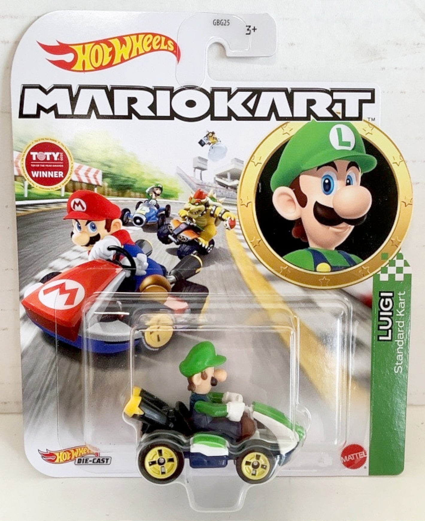 NEW Mattel GLP37 Hot Wheels Mario Kart 1:64 LUIGI Standard Kart Diecast Car