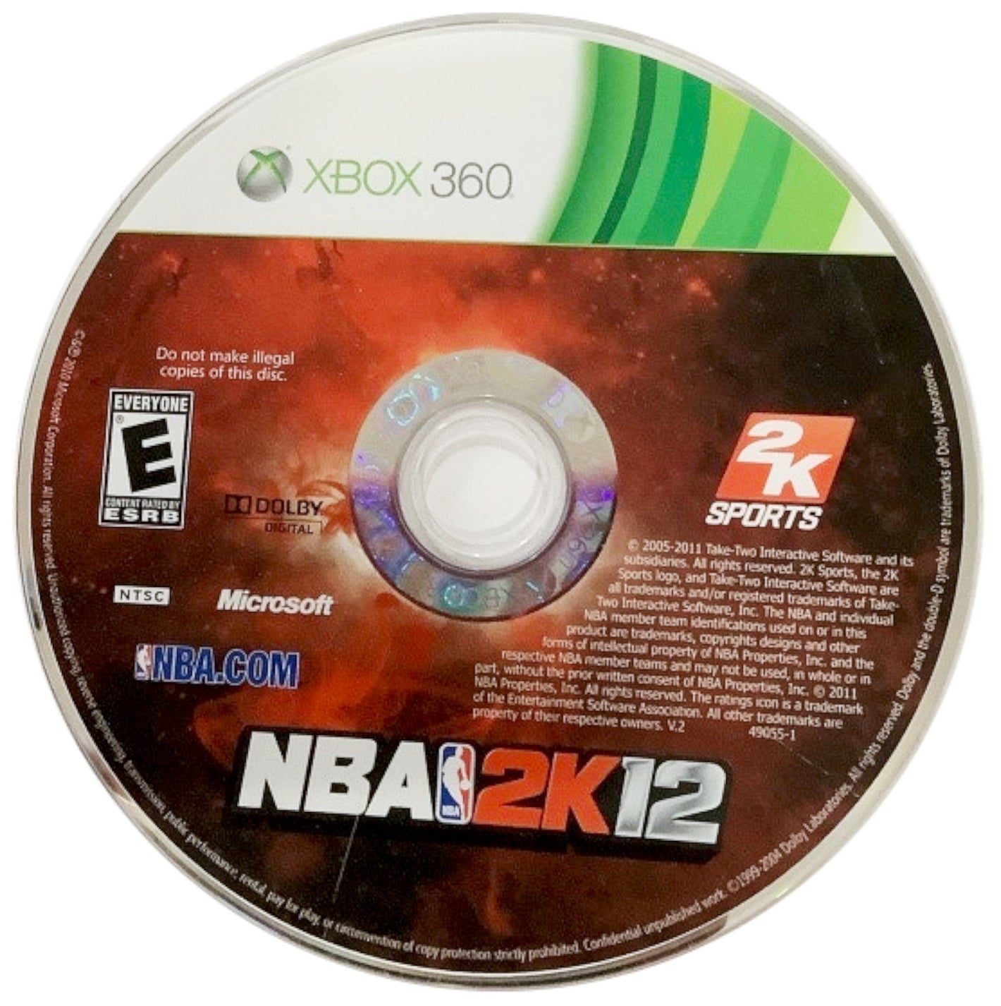 NBA 2K12 Microsoft Xbox 360 Video Game DISC ONLY Basketball 2011 2K Sports [Used/Refurbished]