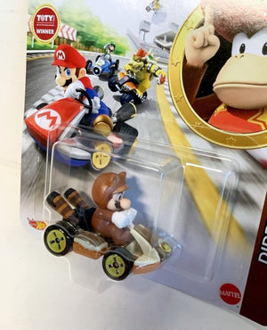 NEW Mattel Hot Wheels TANOOKI MARIO Mario Kart PACKAGE ERROR Diddy Kong rare