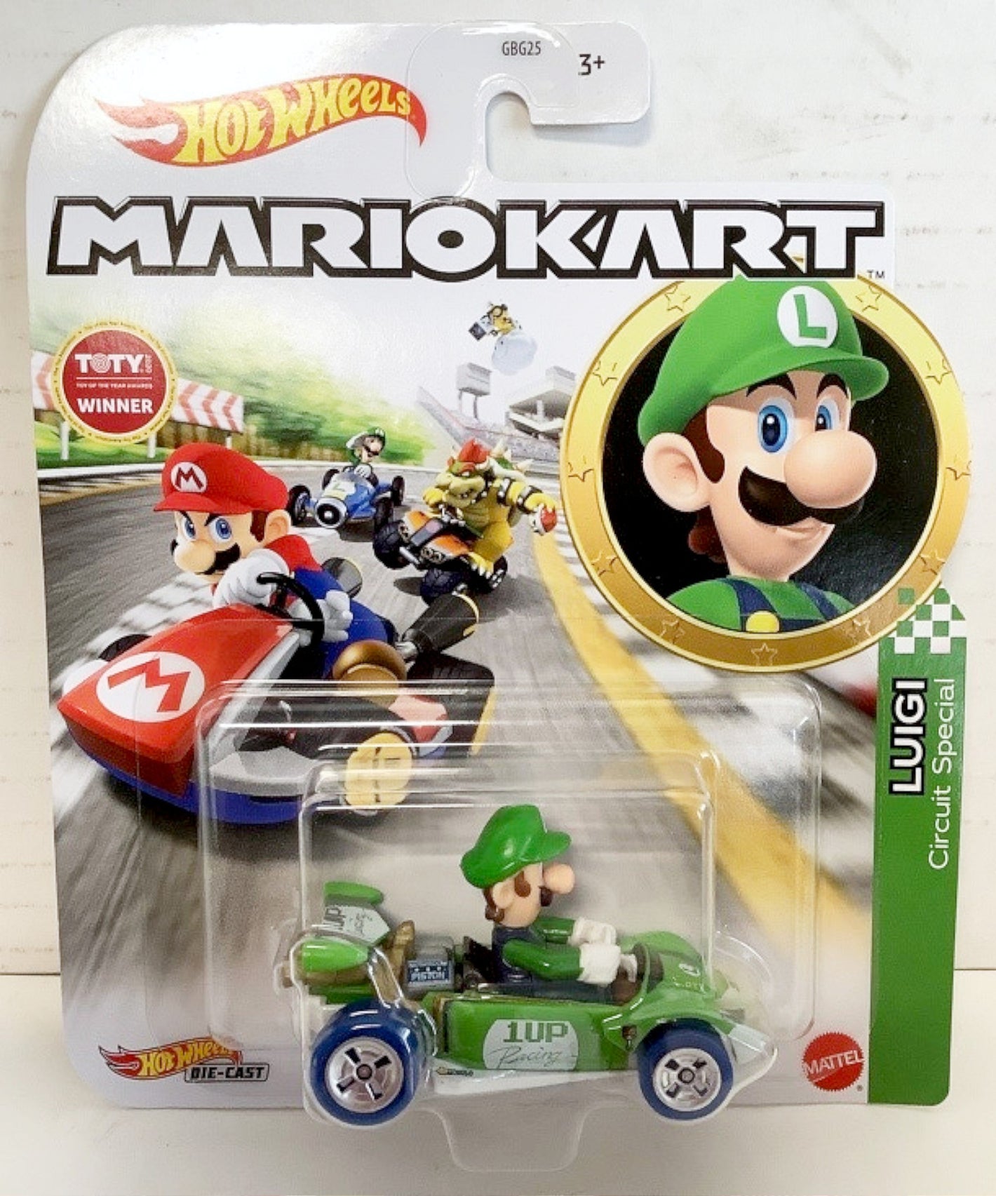 NEW Mattel GRN18 Hot Wheels Mario Kart 1:64 LUIGI Circuit Special Diecast Car