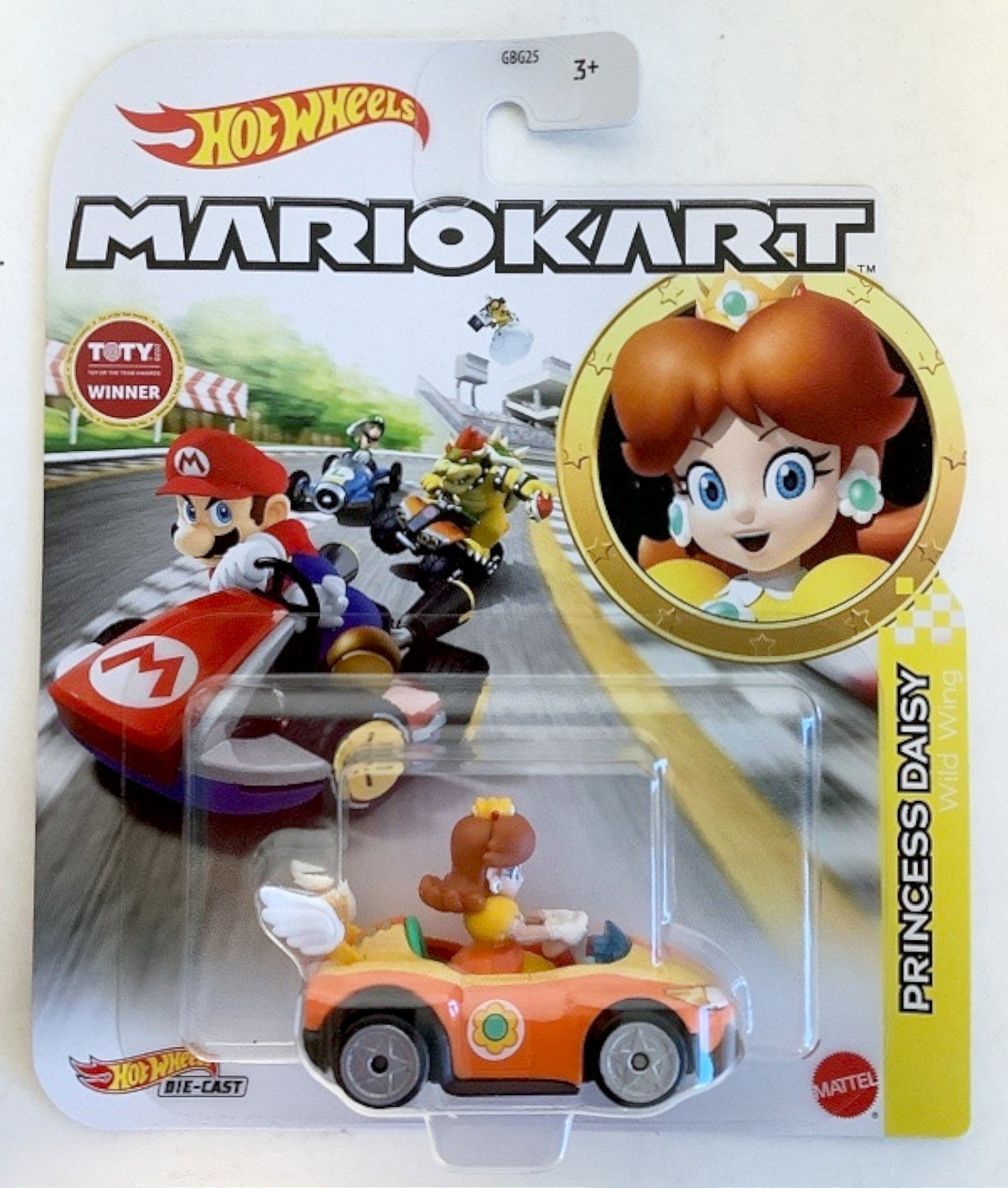 NEW Mattel GRN14 Hot Wheels 1:64 Mario Kart PRINCESS DAISY Wild Wing DieCast Car