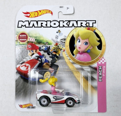 NEW Mattel Hot Wheels 1:64 Mario Kart PRINCESS PEACH P-Wing DieCast Car