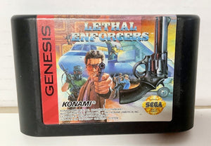 Lethal Enforcers Sega Genesis 1993 Vintage Video Game CARTRIDGE konami shooter [Used/Refurbished]